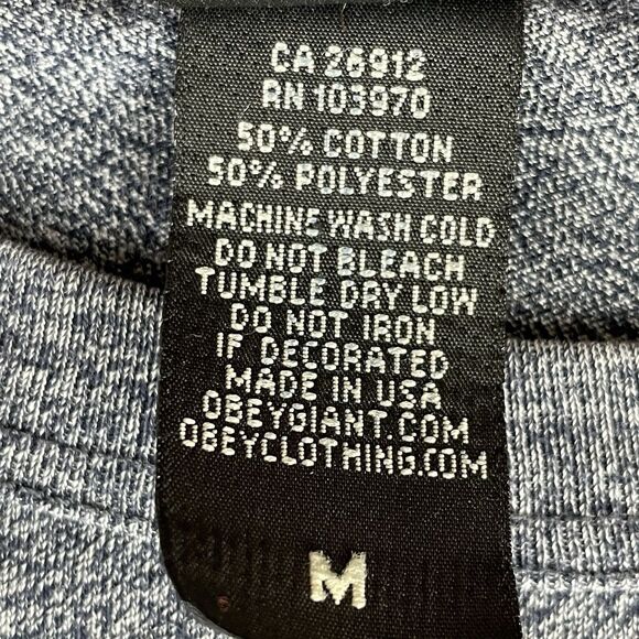 Obey Accent Graphic Tee Shirt Unisex Medium Gray Blue Basic Classic Preppy Retro - Picture 6 of 13